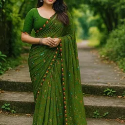 Moda Rapido Green Pure Georgette Printed Sarees-picture-41