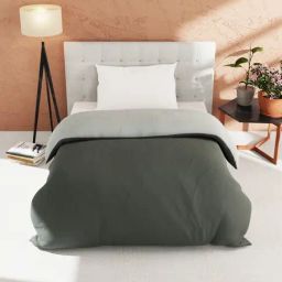 Bianca Ultra Soft Grey & Ivory 152 TC Micro Fabric Single Reversible Comforter For All Weather-picture-0