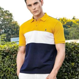 Thomas Scott Yellow Regular Fit Colour-Block Polo T-Shirt-image-78