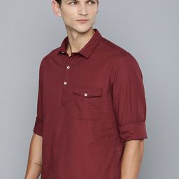 ether Pure Cotton Cutaway Collar Solid Regular Fit Casual Shirt-image-12