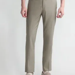 Arrow Grey Slim Fit Texture Trousers-picture-42
