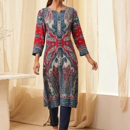 Biba Red Printed Kurta-image-11