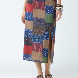 Bombay Paisley by Westside Multicolour Patchwork Cotton Skirt-picture-19