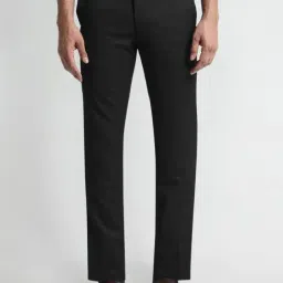 Arrow Black Slim Fit Texture Trousers-picture-16