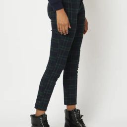 GAP Black Blended Checked Pants-image-40