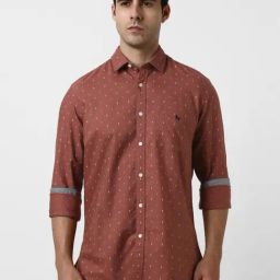 Van Heusen Brown Cotton Slim Fit Printed Shirt-picture-22
