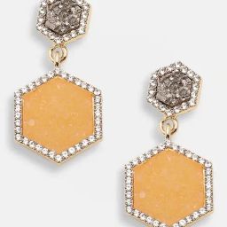 Sohi Gold Plated Party Designer Stone Drop Earrings-3