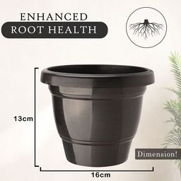 Kuber Industries Black Set Of 4 Plastic 2-Layer Planters image 5