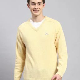 Monte Carlo Yellow Wool Blend Regular Fit Solid Pullover-picture-10