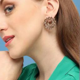 Sohi Gold Plated Party Designer Stone Stud Earrings image 2