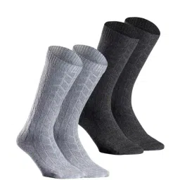 Quechua by Decathlon Black & Grey Blend Textured Socks Pack of 2 ( 2.5-5 - 35/38 )-image-71