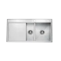 Jayna Square 40x20x09 inch Brush Finish Stainless Steel Double Bowl Kitchen Sink with Soap Dispenser, JS 4020 ML-image-49