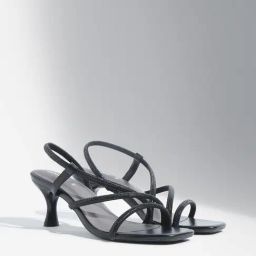 LUNA BLU by Westside Black Embellished Multi-Strap Heel Sandals-image-3