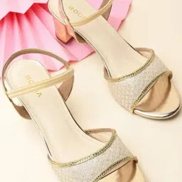 Rocia by Regal Women's Gold Ankle Strap Sandals-image-18
