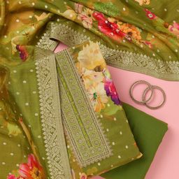 Koskii Women Floral Emboridered Unstitched Dress Material-image-8
