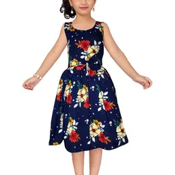 Shahina Fashion Girls' Casual Frock Flower Print Summer Dress in Colorful Crepe Fabric-image-27
