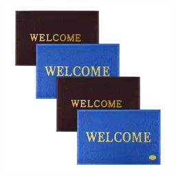 Aura 4Pcs Maroon & Blue Self-Designed Anti-Slip Eco-Friendly Absorbent Large Doormats-picture-17