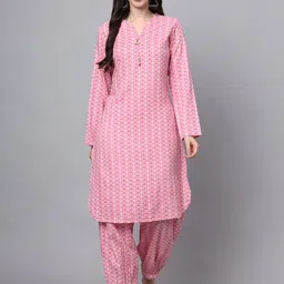 Chandbaali Floral Printed Long Sleeves Tunic With Trousers Co-Ords-picture-25