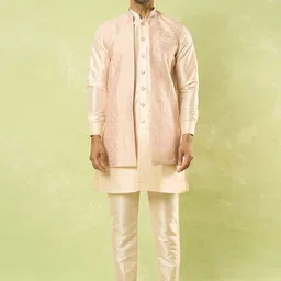 Arihant Rai Sinha Men Woven Design Pure Silk Knee Length Kurta Set-image-12