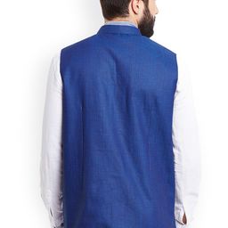 even Blue Patterned Nehru Jacket image 4