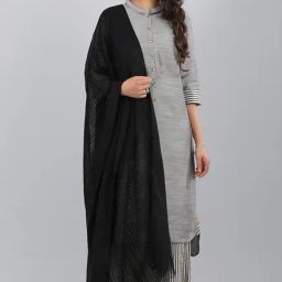 Aurelia Black Checks Cotton Dupatta-image-67