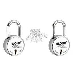 ALONE LOCKS 50 mm Steel Chrome 5 Common Keys Double Locking Padlock (Pack of 2)-picture-26
