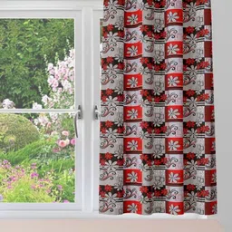 POORAK Red Floral Sheer Window Curtain-image-60