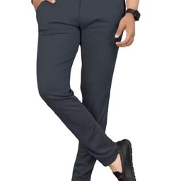 black sand Stylish Men's Formal Slim Fit Trousers with Mid-Rise Design and Lycra Blend Fabric | Solid Pattern, Button Closure | Perfect for Business, Office, and Casual Wear image 1