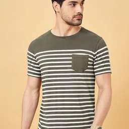 SF JEANS by Pantaloons Men Striped Round Neck Cotton Slim Fit T-Shirt-image-30