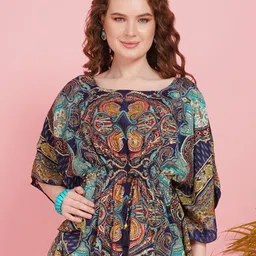 Boholyfe Women Navy Nomad Kaftan Top-image-41