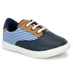 TUSKEY Lace Up Closure Stripes Detail Shoes - Blue & Tan-image-106