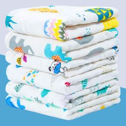 Elementary Reusable Muslin Cotton Square Nappy Set Large Pack of 4 -Multicolor (Assorted Designs)-27