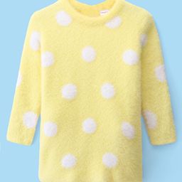 Babyhug Knit Full Sleeves Woollen Dress Polka Dot Design - Yellow-image-75