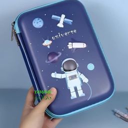 YAMAMA Space And Astronaut Theme 3D Premium Design Multi-function Pencil Pouch With Stylish Zipper Closure Pouch Waterproof Hardtop Fabric Adorable Student Stationery Handheld Storage Case Bag EVA Material Pencil Box Pouch  Multicolor-picture-32