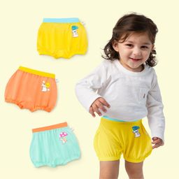 SuperBottoms Pack of 3 Bamboo Bunny Printed Super Soft Bloomers - Yellow Orange & Blue-20
