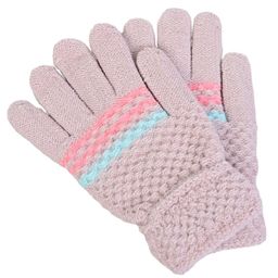 Kid-O-World Striped Self Designed Gloves Light - Brown-image-2