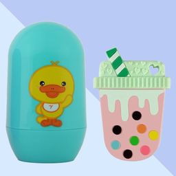 The Cheeky Kidzz Baby 4 In 1 Manicure Grooming Nail Egg Kit With Soft Silicone Ice Cream Shape Teething Toy BPA Free (Green)-3