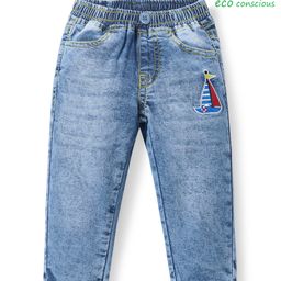 Babyoye Denim Full Length Jeans with Boat Embroidery - Blue-image-79