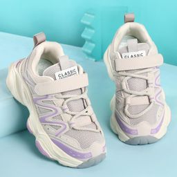 KIDLINGSS Mesh Detailed & Abstract Designed WIth Velcro Closure Sneakers - Purple-image-28