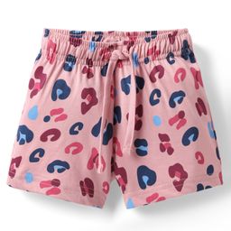 Ollypop Sinker Knit Knee Length Shorts With Leopard Print - Pink-picture-9