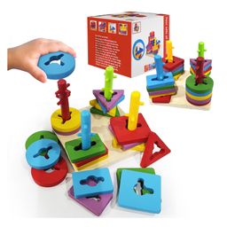 Kidology Wooden Geometric Shape Sorting & Stacking Toy-15