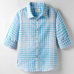 Pepe Jeans Cotton Woven Half Sleeves Checks Shirt - Light Blue-image-70