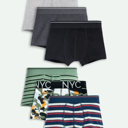 Ariel Cotton Blend Pack Of 6 Striped & Solid Trunks - Multi Colour-18