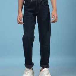 CRIMSOUNE CLUB Cotton Solid Slim Fit Jeans - Blue-image-5