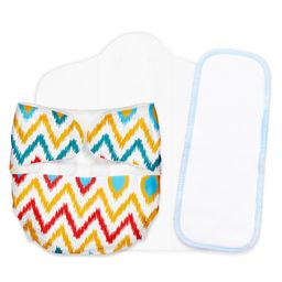SuperBottoms Newborn UNO Cloth Diaper Combo with Magic Pad & Booster Pad - Reusable, Adjustable (Ikat Chevron)-14