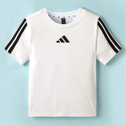 Adidas Kids Knit Half Sleeves T-Shirt With Logo Print - White-image-46