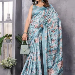 Lookmark Geometric Printed Bhagalpuri Saree-image-2