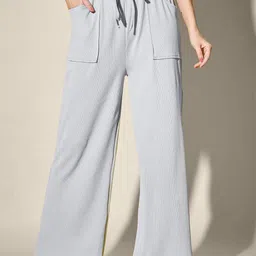 QIOA Women Solid Relaxed High-Rise Cargos Trousers-image-68