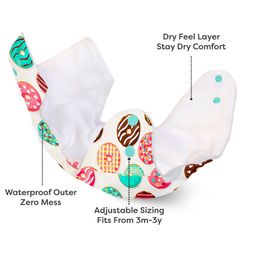 SuperBottoms Basic Reusable Cloth Diaper Donut Print- Multicolor image 3