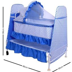 Infanto Twinkle 2 in 1 Portable Baby Cradle Bassinet, Jhula, Totil, Palna, with Large Storage Basket, Foldable, Smooth swing bearing , Breathable Net Cover- CC38 -BLUE image 3
